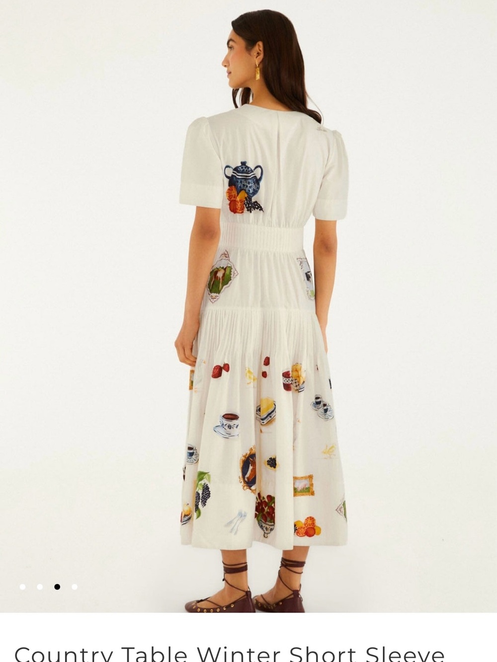 Farm Rio Country Table Winter Short Sleeve Midi Dress size S - Picture 3 of 4